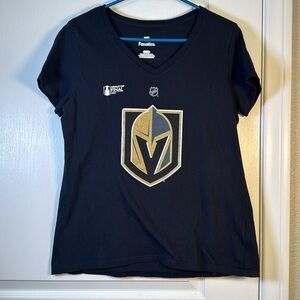 Fanatics NHL VGK Vegas Golden Knights Black V-Neck Hockey Shirt Medium EUC #2801